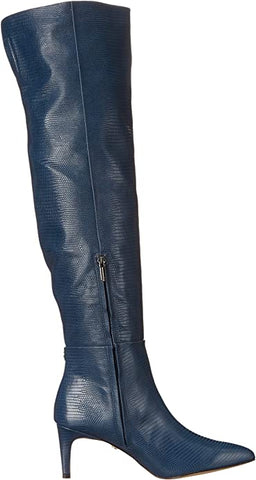 Sam Edelman Ursula Pacific Navy Pointed Toe Kitten Heel Over the Knee Boots