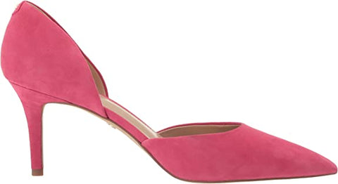 Sam Edelman Viv Dahlia Pink Slip On Pointed Toe Leather Mid Heel Pumps Shoes