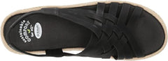 Dr. Scholl's Off Site Black Wedge Heel Open Toe Slip On Espadrille Sandals