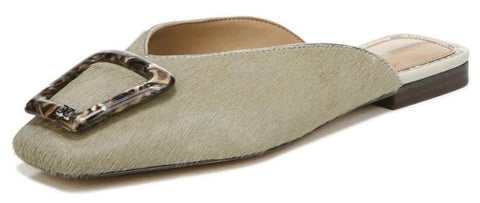 Sam Edelman Lavina Sage Slip On Squared Toe Buckle Detail Fashion Leather Mules