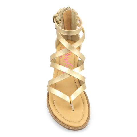 Blowfish Malibu Billa-K Pearl Gold Dyecut Crisscrossed Zipper Closure Sandals