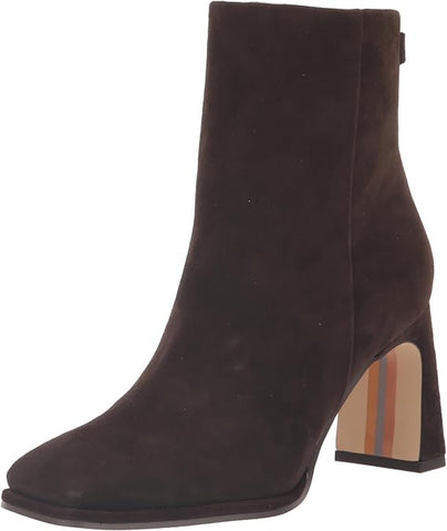 Sam Edelman Irie Chocolate Brown Squared Toe Block Heeled Fashion Ankle Booties