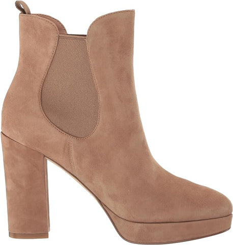 Cole Haan Remi Platform Light Whiskey Suede Almond Toe Pull On Ankle Boots