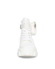 Steve Madden Thora-P White Fashion Pouch Extra Chunky Platform Ankle Combat Boots