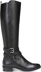 Sam Edelman Pansy 2 Black Leather Buckled Knee High Riding Boots Wide Calf