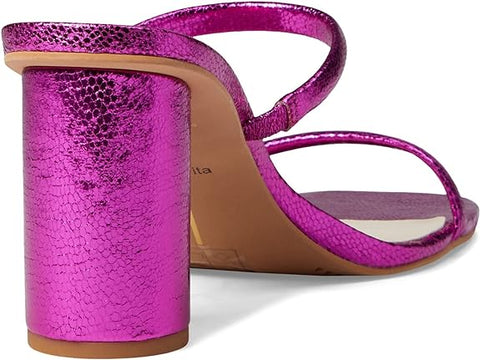 Dolce Vita Noles Electric Pink Metallic Stella Slip On Square Toe Heeled Sandals