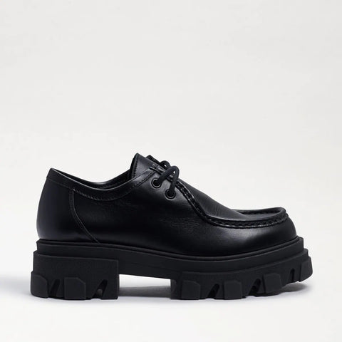 Sam Edelman Danice Black Leather Chunky Block Heel Lug Sole Goth Loafers
