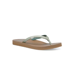 Sanuk Yoga Joy Desert Sage Slip On Rounded Open Toe Flip-Flop Summer Sandal