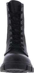 Steve Madden Hunt Black Leather Lace Up Rounded Toe Chunky Lug Sole Combat Boots