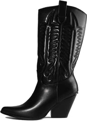 Cape Robbin Southern Belle Western Tall Shaft Pointed Toe Block Heel Cowboy Boot (8, BLACK)