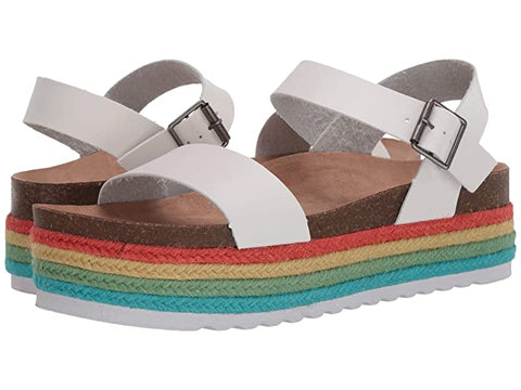 Dirty Laundry by Chinese Laundry Palms White Multi Espadrille Wedge Open Sandals