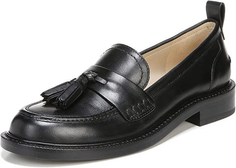 Sam Edelman Caylia Black Almond Toe Stacked Heel Slip On Fashion Dress Loafers
