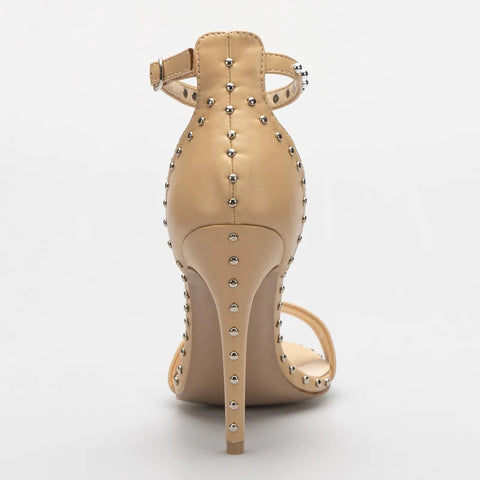 Liliana BARBARA-105 Nude Camel Fashion Ankle Strap Stiletto High Heel