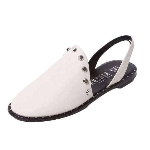 Ivy Kirzhner Gelato Porcelain White Leather Sling Back Slide Dress Flat Mules