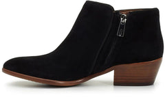 Sam Edelman Petty Black Suede Rounded Toe Stacked Block Heel Ankle Booties