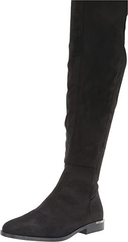 Nine West Allair2 Black2 Suede Stacked Heel Round Toe Over The Knee Fashion Boot