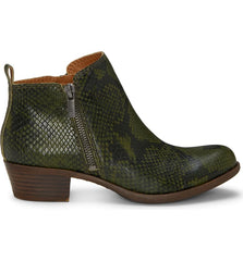 Lucky Brand Basel Ankle Bootie Riffle Green Slither Snake Low Cut Ankle Booties