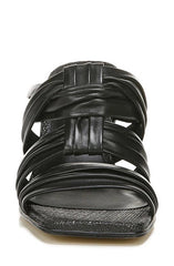 Sam Edelman Karsten Black Leather Squared Toe Kitten Heel Strappy Fashion Mules