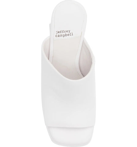 Jeffrey Campbell Luna-Luv White Squared Open Toe Slip On Platform Mule Sandals