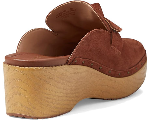 Cole Haan Cloudfeel Bow Sequoia Suede/Antique Brass Slip On Studded Wedge Clogs