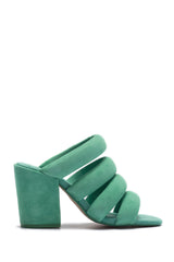 Kelsi Dagger Mell Shamrock Green Mule Band Heeled Open Toe Slip On Sandals