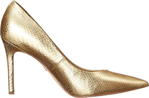 Sam Edelman Hazel Gold Stiletto Heeled Slip On Pointed Toe Classic Dress Pumps