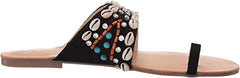 Jessica Simpson Women's Abira Raffia Shell Toe Loop Slides Flats Sandals BLACK
