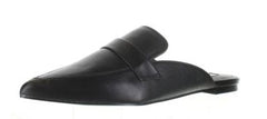 Steve Madden Flavor Black Leather Slip On Pointed Toe Fashion Flat Sandals Mules