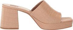 Dolce Vita Marsha Cafe Embossed Stella Slip On Squared Toe Block Heeled Sandals