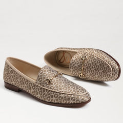 Sam Edelman Loraine Beige Multi Leather Slip-On Chain Detail Vamp Loafers Shoes