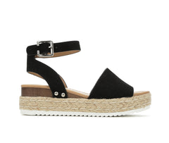 Soda Topic Black Open Toe Ankle Strap Espadrilles Platform Casual Heeled Sandals