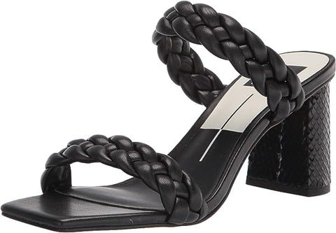 Dolce Vita Paily Black Stella Braided Straps Slip On Open Toe Heeled Sandals