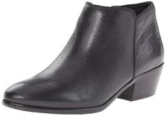 Sam Edelman Petty Black Leather Round Toe Stacked Heeled Boot Ankle Bootie