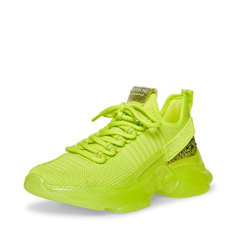 Steve Madden MAXIMA Lace Up Sneakers Neon Yellow Boyfriend Chunky Heel Sneakers