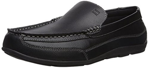 Tommy Hilfiger Men's Dathan Boat Shoe, Black leather Slip On Loafers