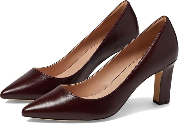 Cole Haan Mylah Bloodstone Leather Block Heeled Pointed Toe Slip On Dress Pumps