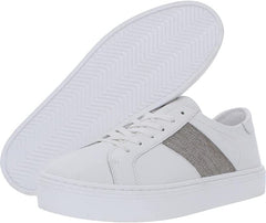 Steve Madden Swept White Lace Up Rounded Toe Low Top Leather Fashion Sneakers