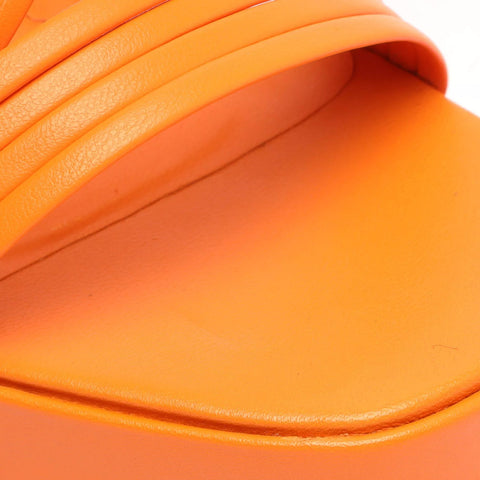 Schutz Glenna Bright Tangerine Tie Up Open Toe High Heel Platform Sandals