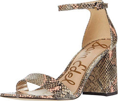 Sam Edelman Daniella Peach Snake Printed Ankle Strap Block Heeled Dress Sandals