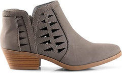 Soda Chance Grey Block Heel Side Zipper Closed Toe Breathable Ankle Booties