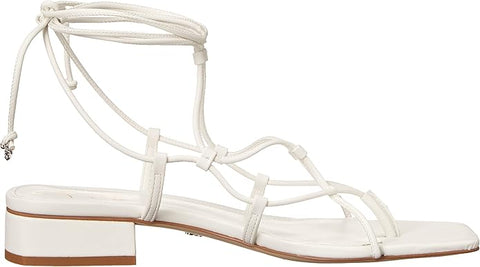 Sam Edelman Daffy Bright White Tie Up Squared Open Toe Heeled Fashion Sandals