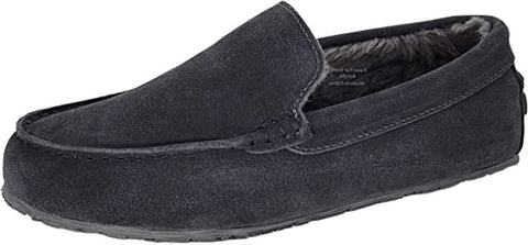 Clarks Gray Scuff  Suede Moccasin Slippers Warm Indoor Plush Fur Lined Slippers