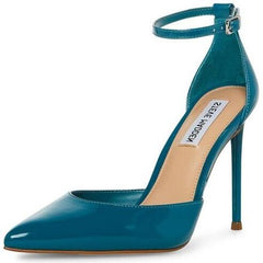 Steve Madden Valid Teal Patent Ankle Strap Pointed Toe Stiletto Heeled Pumps