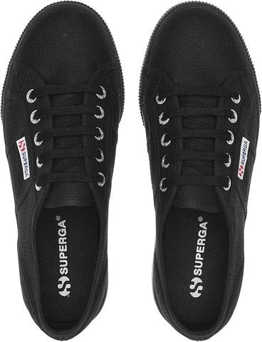 Superga Unisex Low-Top Sneakers Full Black Lace Up Platform Fashion Sneakers