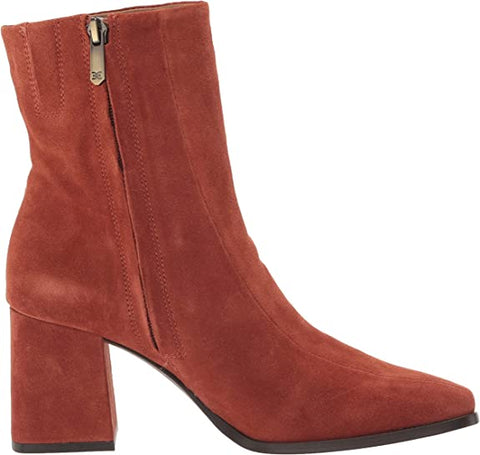 Sam Edelman Mayla Mesa Rust Block Heel Squared Toe Fashion Leather Ankle Boots