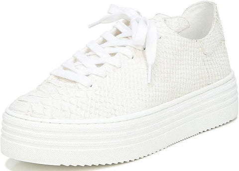 Sam Edelman Pippy White Snake Leather Lace-Up Chunky Platform Low Top Sneakers