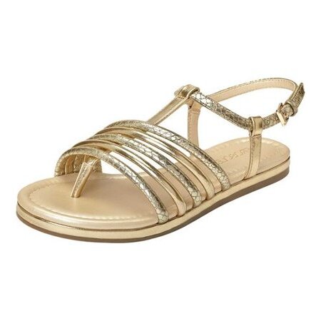 Aerosoles Women's Droplet Flat Sandal Gold Leather Open Toe Flats Sandals