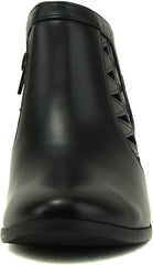 Soda Chance Black Pu Block Heel Side Zipper Closed Toe Breathable Ankle Booties