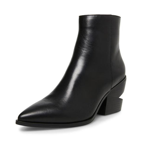 Steve Madden Women's CANTEEN Pointed Toe Imported Slip on Booties Black Leather