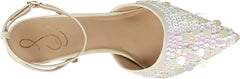 Sam Edelman Avril Modern Ivory Pointy Toe Stiletto Heel Ankle Strap Fashion Pump